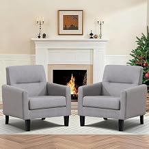 Accent Chairs Set of 2, Mid Century Modern Living Room Chairs, Light Grey