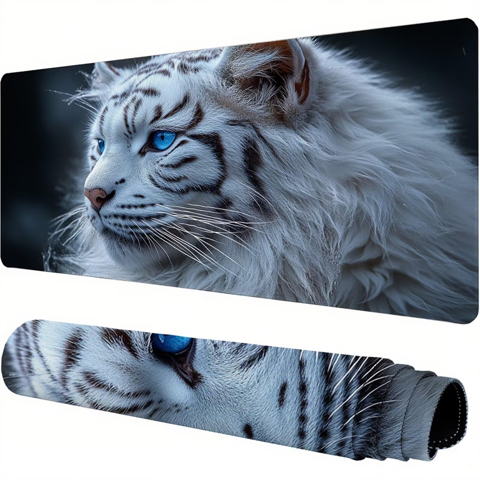 Czarna podkładka pod mysz XXL 1400 x 600 x 3 mm tygrys pod rękę biurko akcesoria antypoślizgowa gumowa podstawa i szyte krawędzie podkładka pod mysz dla graczy do dekoracji biura dekoracyjnego