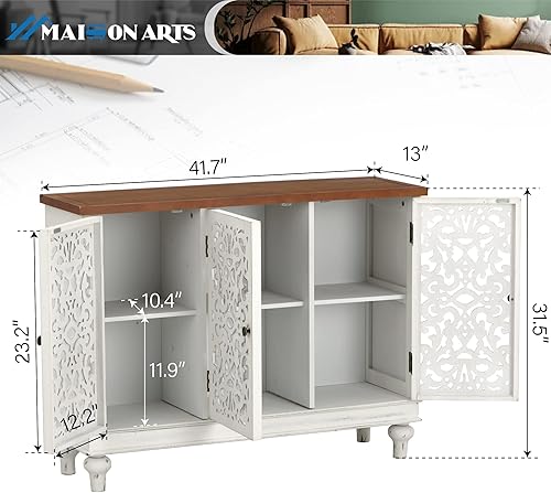 Miniatura 2 de MAISON ARTS Armario decorativo con puertas, armario de almacenamiento decorativo de granja, armario de buffet para cocina, comedor, sala de estar,