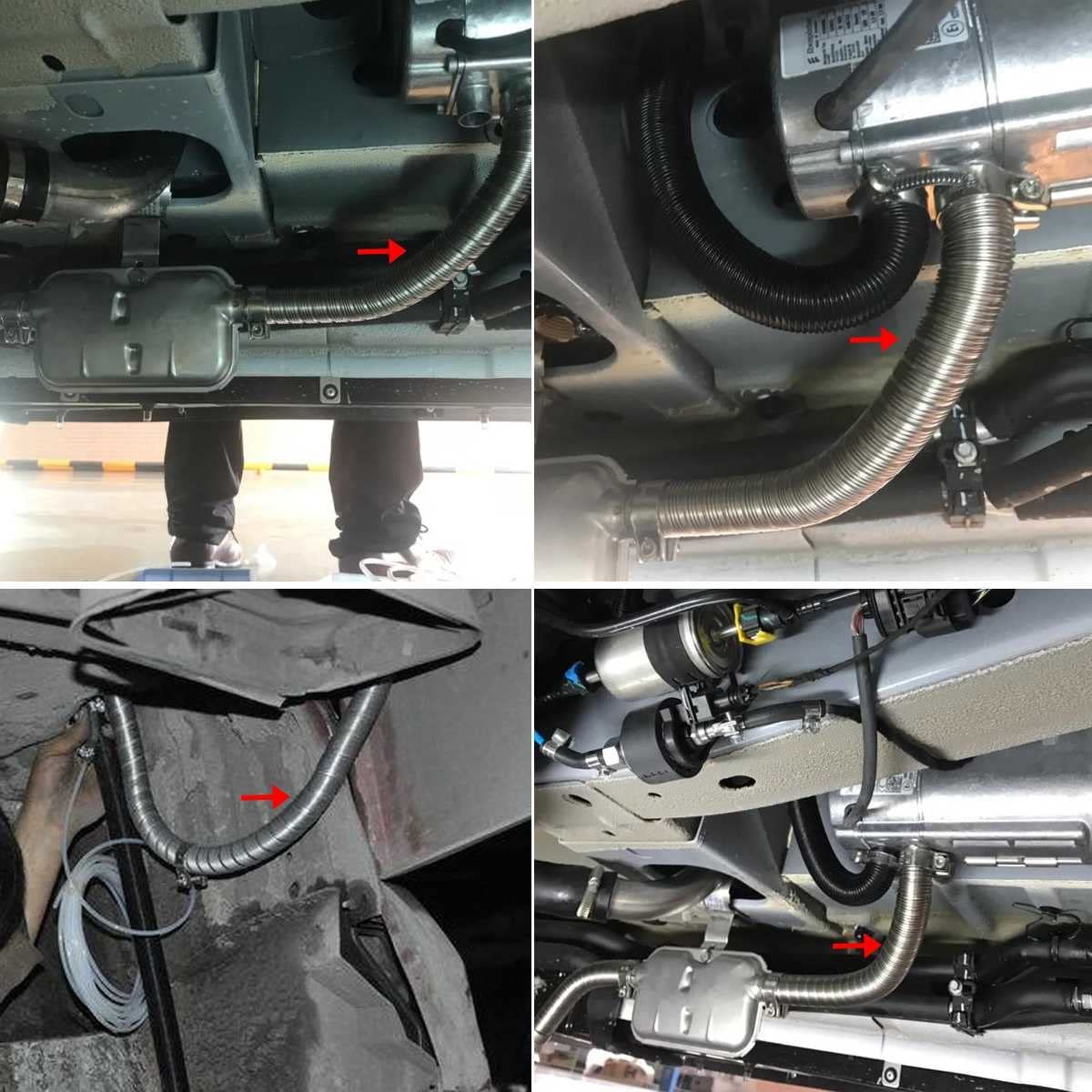 JUSTPING 150cm Stainless Steel Exhaust Pipe For Air Parking / Diesel Heaters – With 2 Clamps & Accessories - View #11