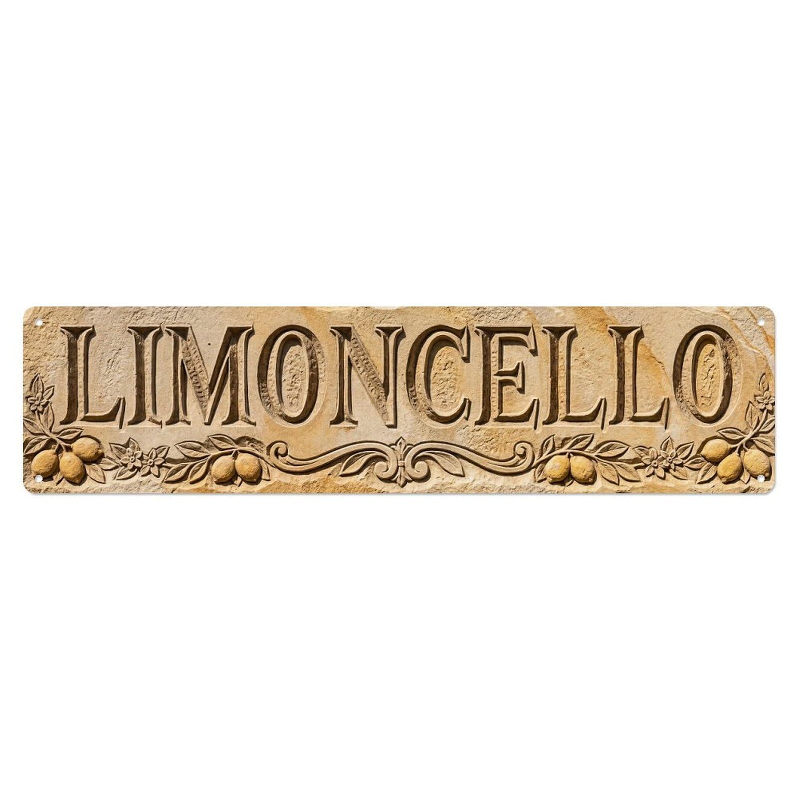 Vintage Limoncello Handcrafted Stone Lemon Metal Tin Sign Plaque Wall Decor for Cafe, Club, Garden Metal Poster 4x16Inch
