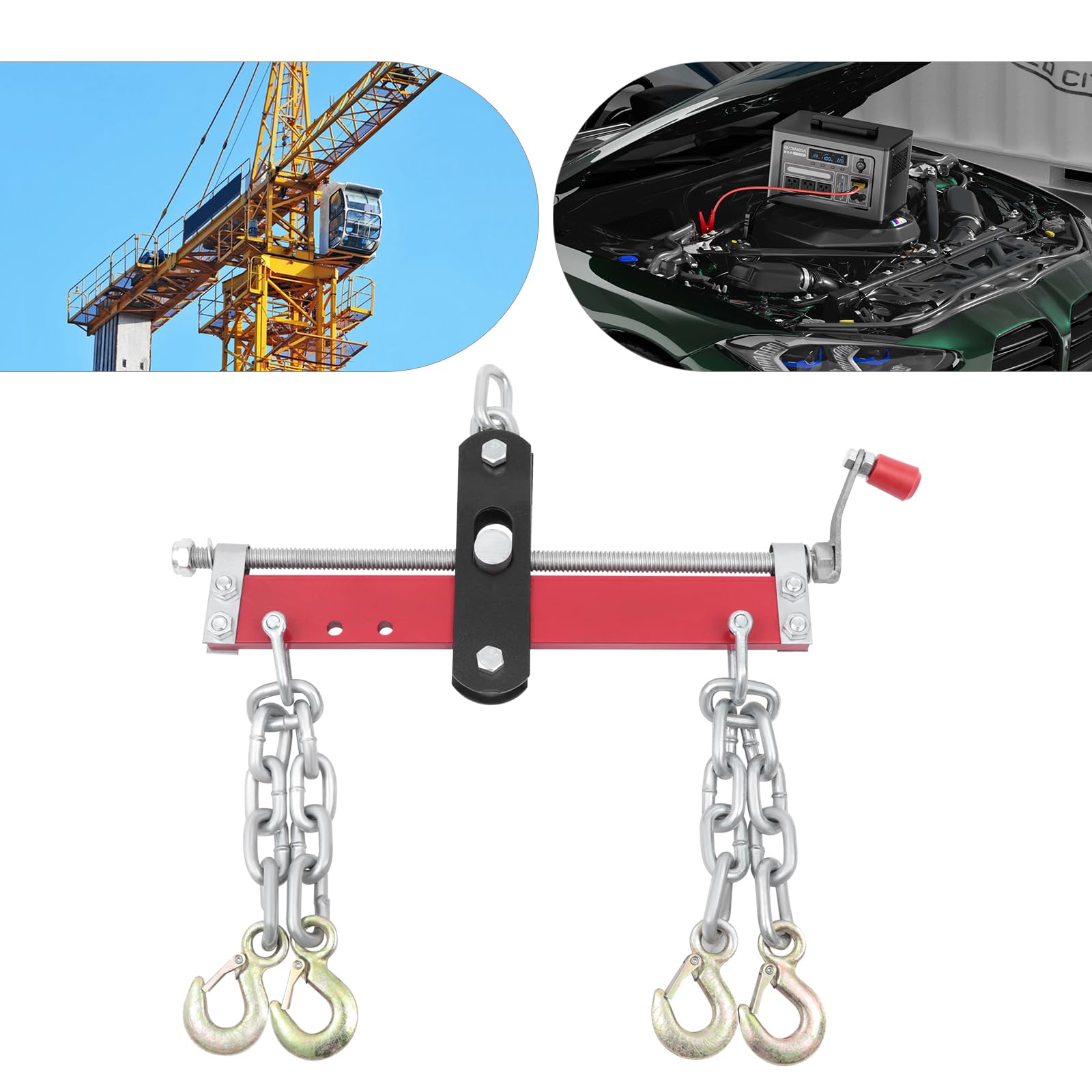 Support Lève Moteur Équilibreur, Pont Moteur, Grue de Levage, Grue d'atelier avec Chaînes 900kg pour Opérations de Grue