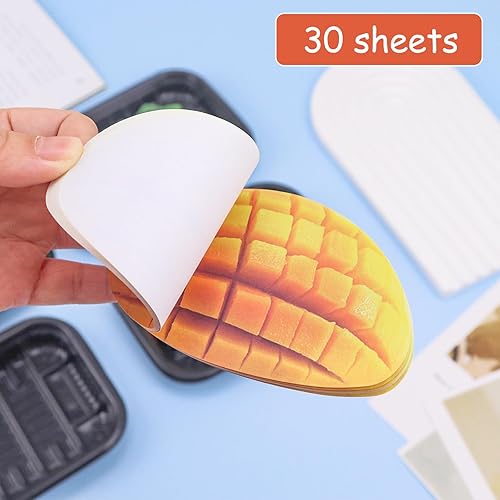 Miniatura 5 de 4 paquetes de notas adhesivas novedosas en forma de fruta, notas de mangomelocotónmandarinafresa, lindos blocs de notas autoadhesivos, suministros