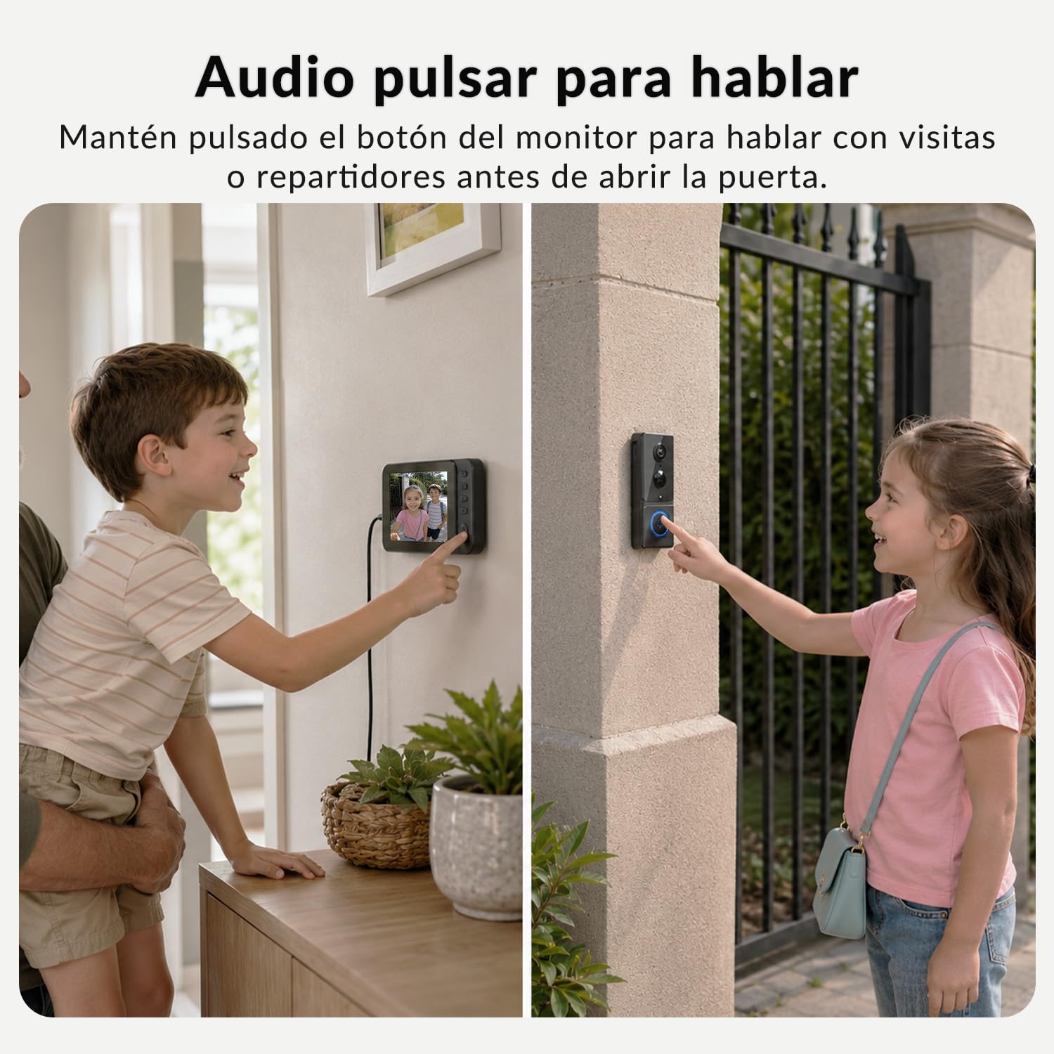 Zeerkeer Timbre Inalámbrico con Cámara y Pantalla 4.5" Sin WiFi | Detección PIR, Monitorización Manual, 170° Gran Angular, Batería de 4000mAh, Impermeable IP65, Audio Bidireccional