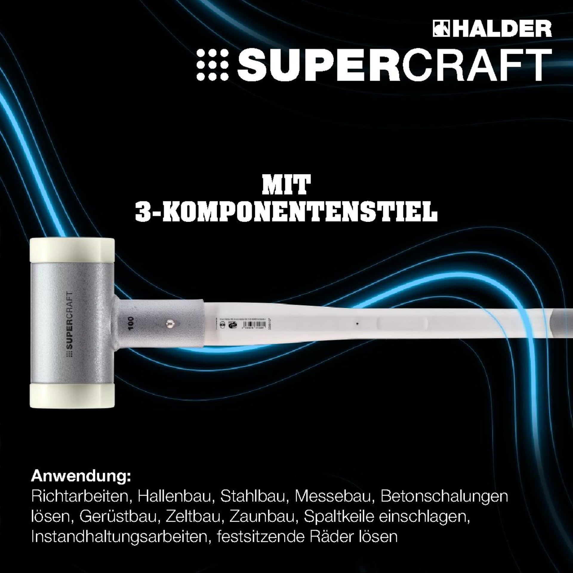 SUPERCRAFT-Schonhammer, mit schwingungsdämpfendem, ergonomisch geformtem und lackiertem Hickorystiel | D=50 mm | 3366.050