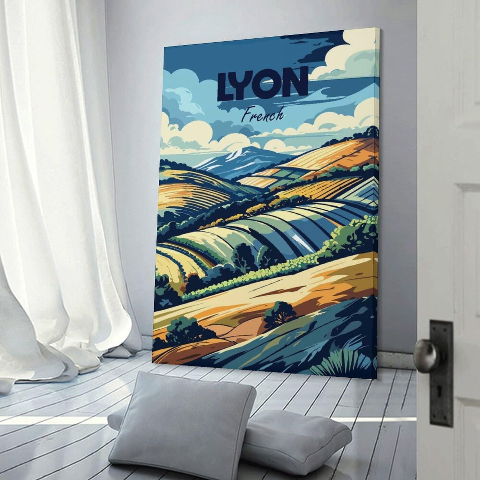 Junmoney Wall Picture Print Lyon, France Landscape Art, 20x30inch(50x75cm), for Entrance Walls, Hall Decor Or Foyers, A Neat Decor Update for Hallways