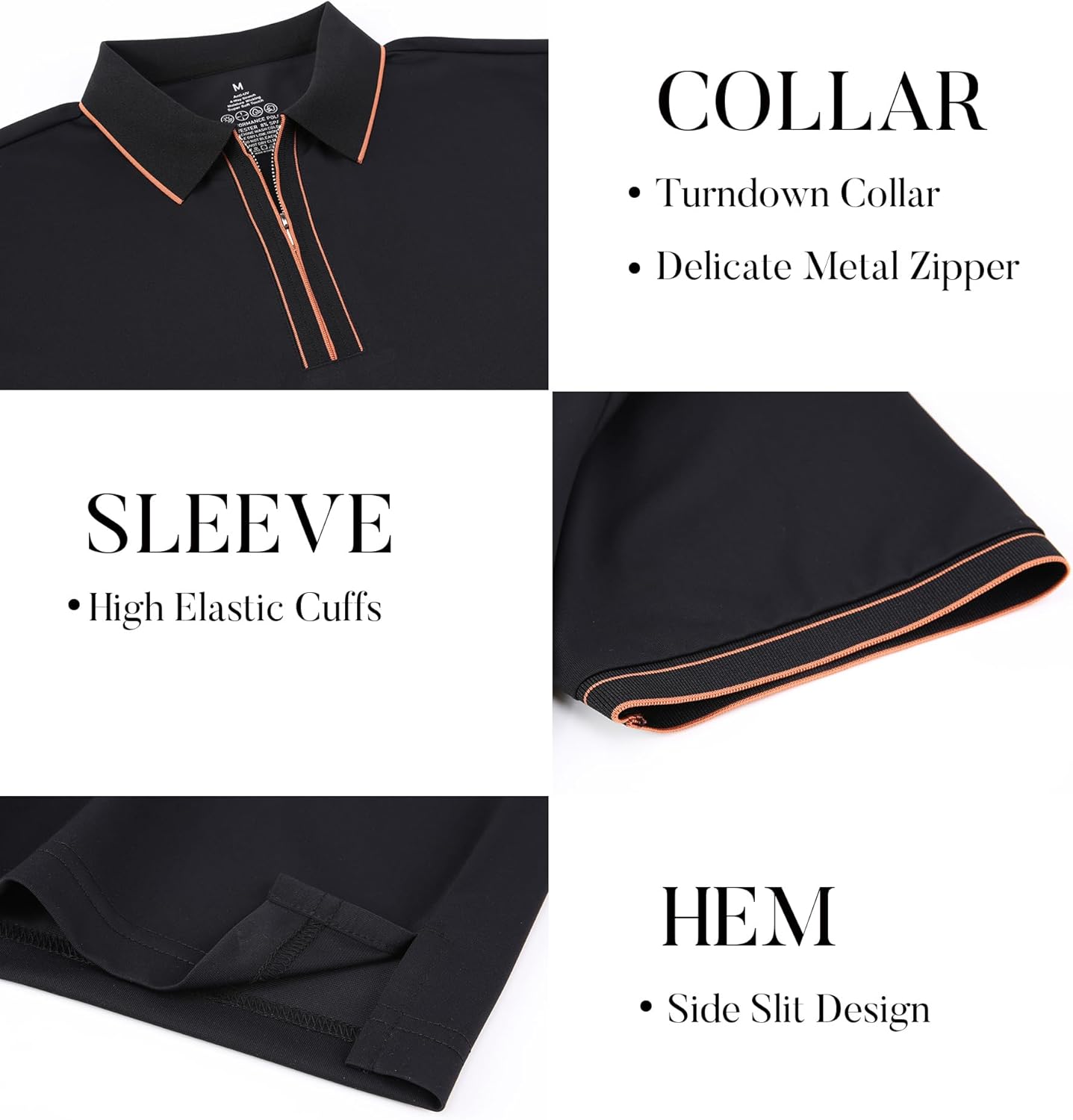 SAMERM Mens Zipper Golf Shirts Short Sleeve Casual Polo Shirts Moisture Wicking Solid Golf Shirt Fashion - Image 4