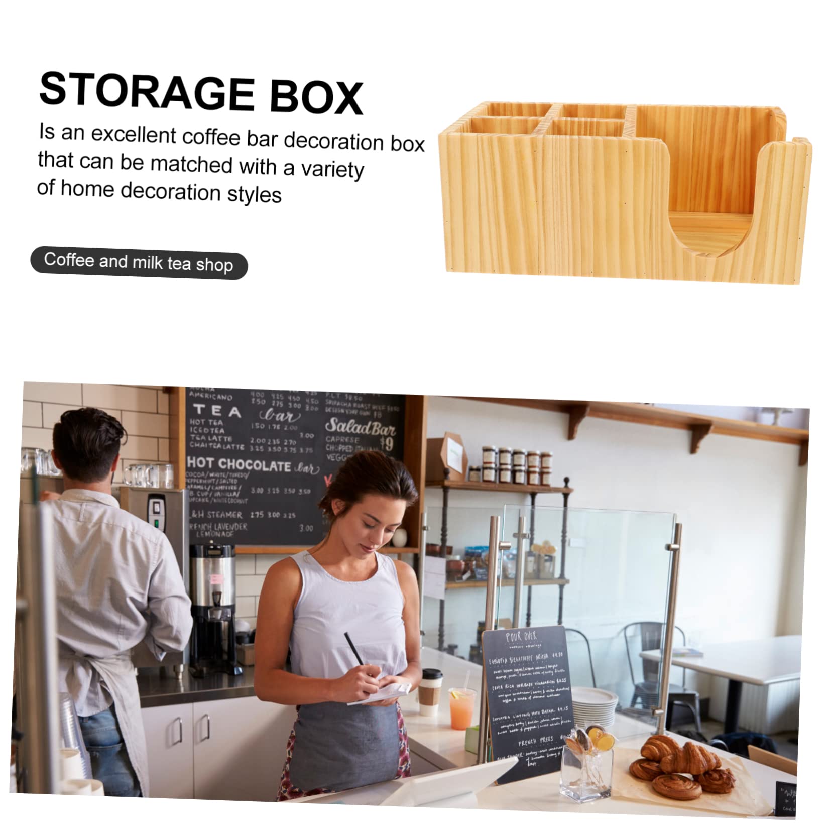 Cabilock Organizer mit Einfachem Design Aufbewahrungsbox mit Facheinteilung Kaffeebar Praktisches Stauraum Accessoire für Theken Kaffeezubehör und Teezubehör