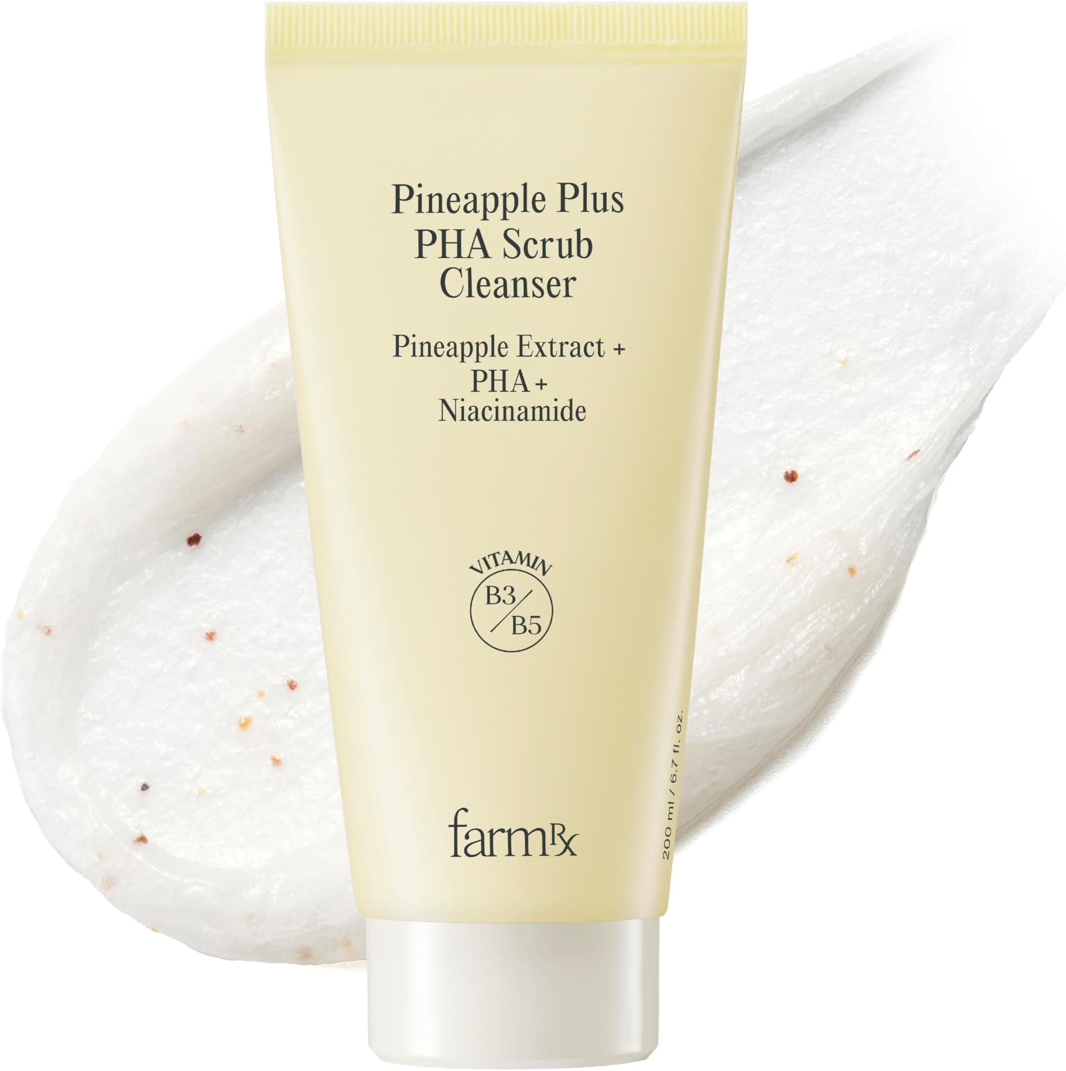 Pineapple Plus PHA Scrub Cleanser (6.7fl oz) - Gently Exfoliating Face Wash for Smooth Skin. Korean Skin Care. PHA, Niacinamide, Panthenol.