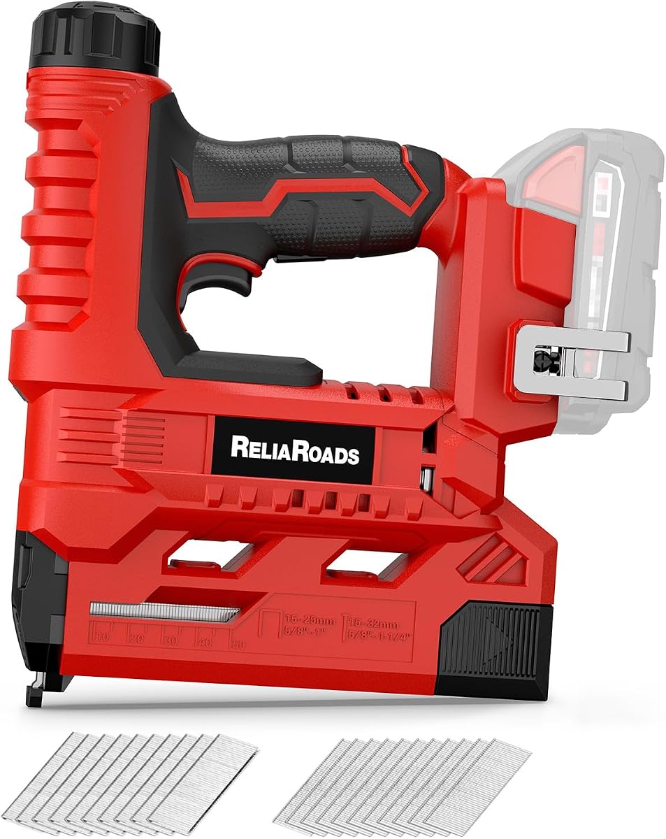 Clavadora Brad inalámbrica 2 en 1 18GA y grapadora de corona de 1/4 compatible con baterías Milwauke* (solo herramienta) - Ligera, 1600 clavos/grapas incluidas para bricolaje, tapicería y renovación del hogar