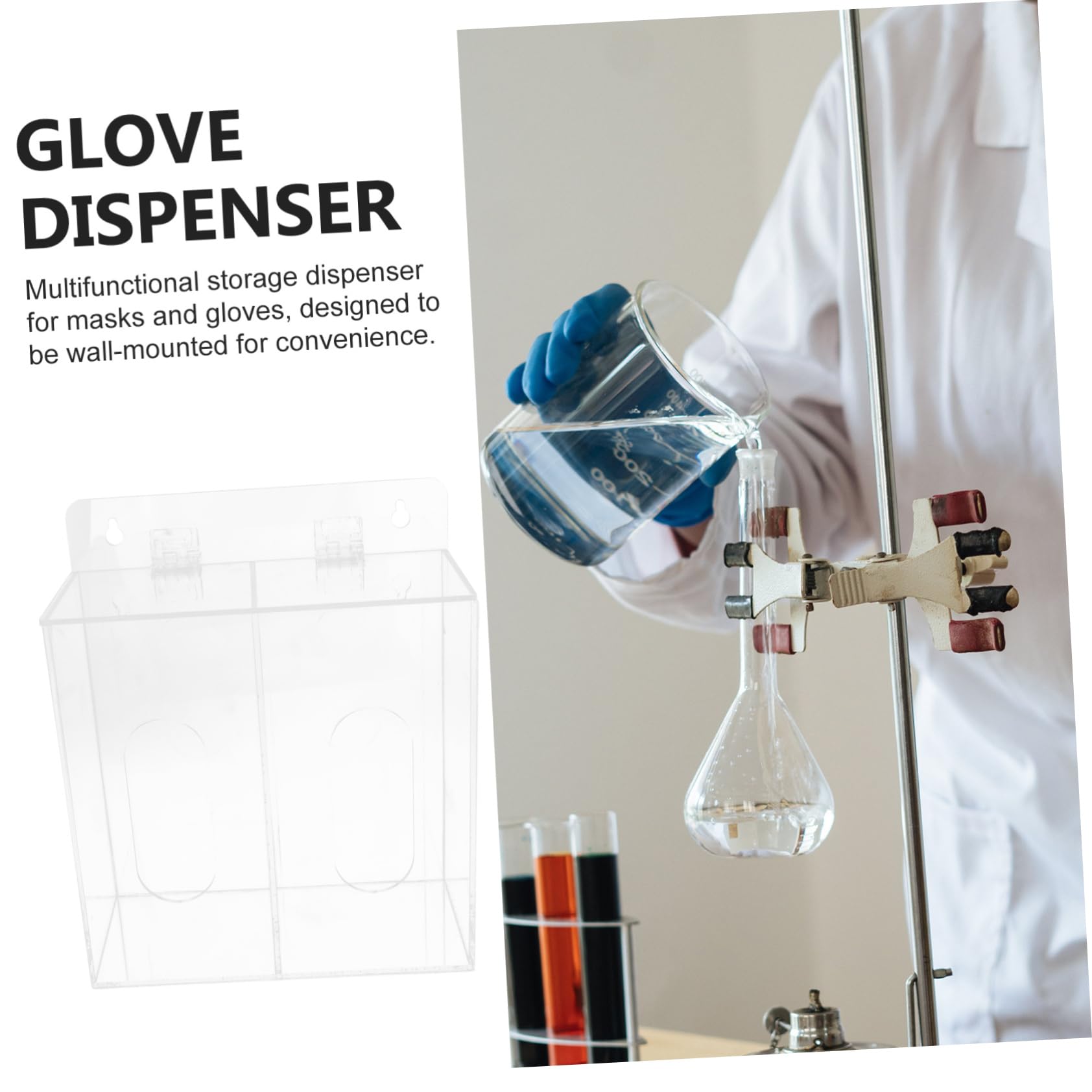 SOLUSTRE Dispenser Scomparti Acrilico con Guanti da Due Parete