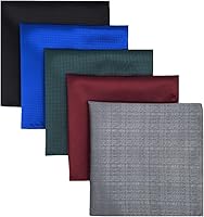 SHLAX&WING 5-Pack Men's Silk Pocket Squares - Handmade Handkerchiefs Set, Assorted Patterns, 32cm Large Size