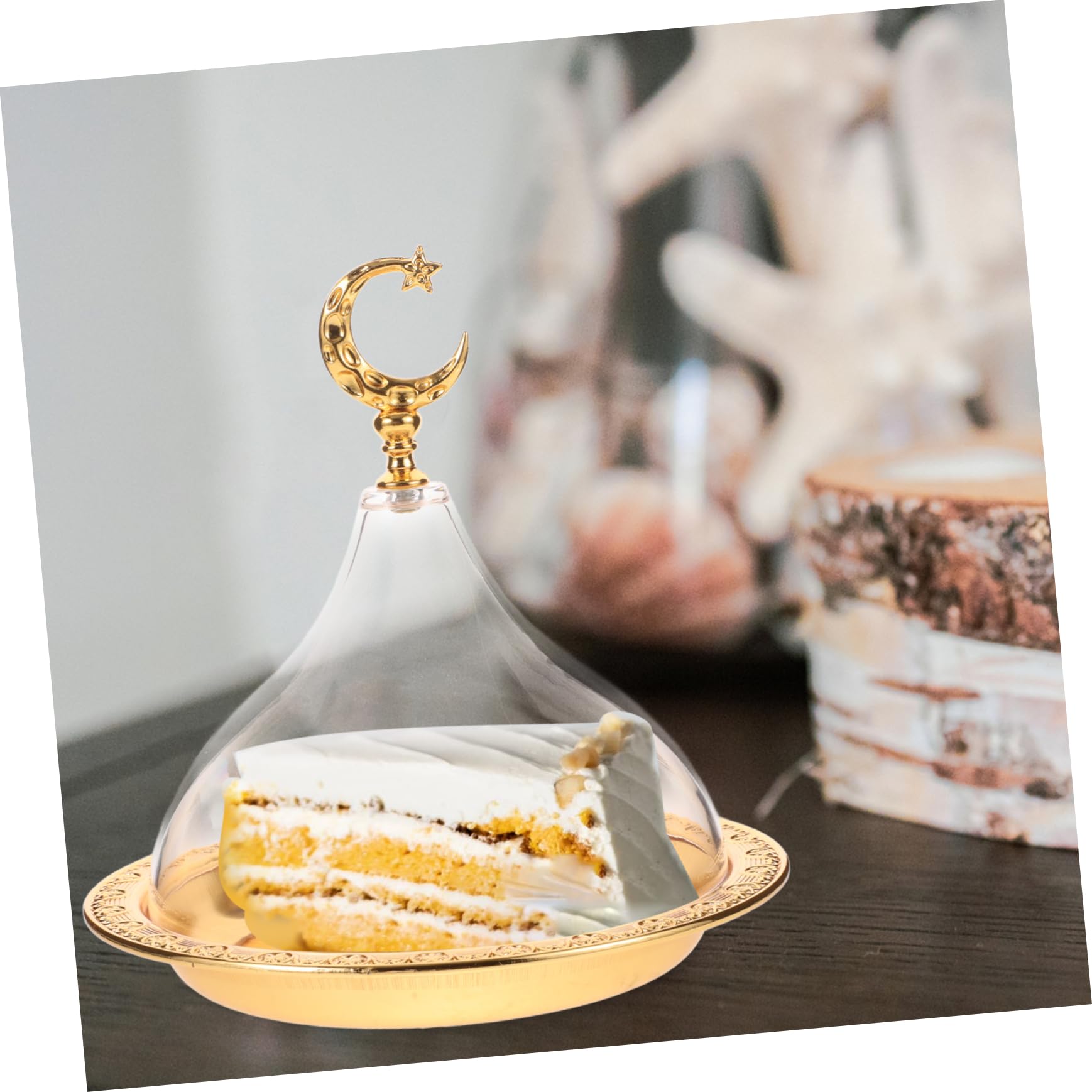 Zinklegierung Kuchenplatte mit Acryldeckel 1 Satz | Gold, Elegant, Dekorativ, Praktisch, Leicht zu Reinigen, für Hochzeit und Viele Anlässe