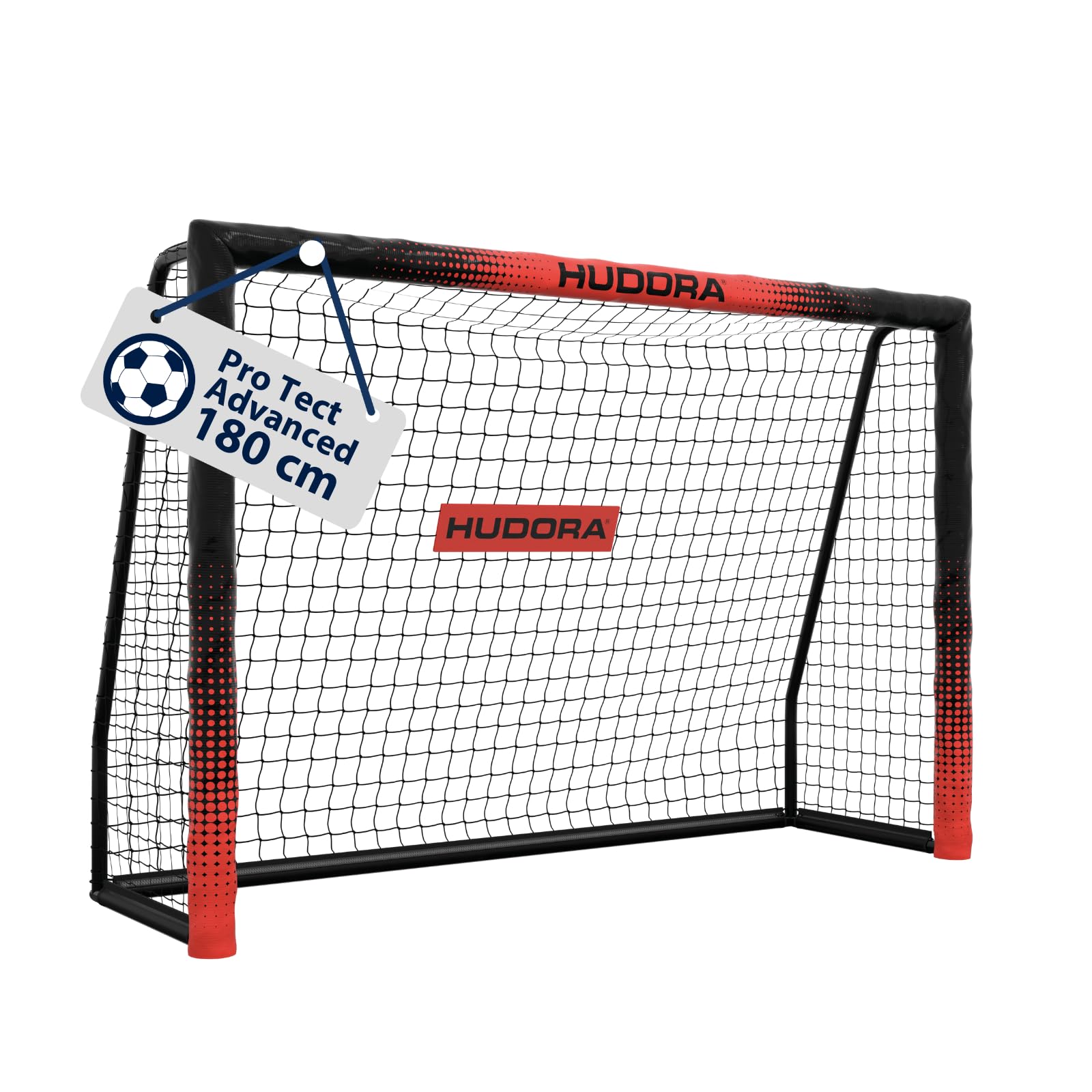 HUDORA Soccer Goal Pro Tect Advanced – Outdoor soccer goal with net and weatherproof coating for children/adults – Easy to assemble in the garden goal wall with zips and Velcro