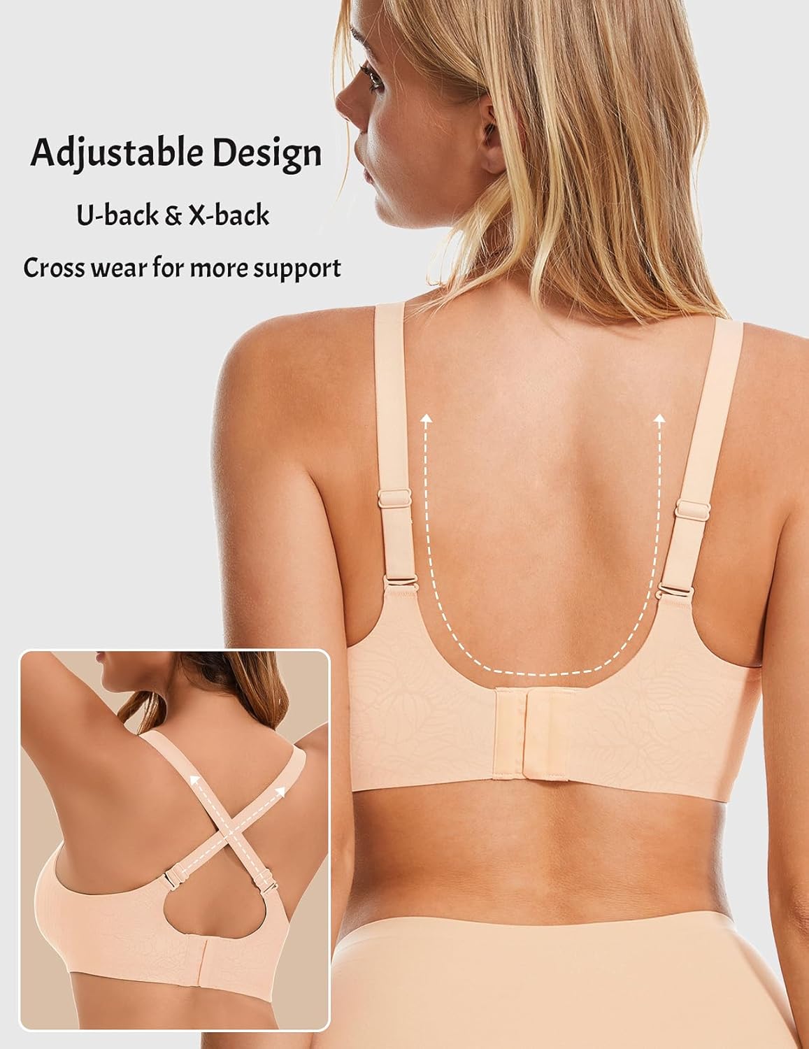 Gailife Wireless Bras for Women No Underwire Seamless Pushup Bralettes with Support and Lift T-Shirt Bra with Extra Extender - Image 4