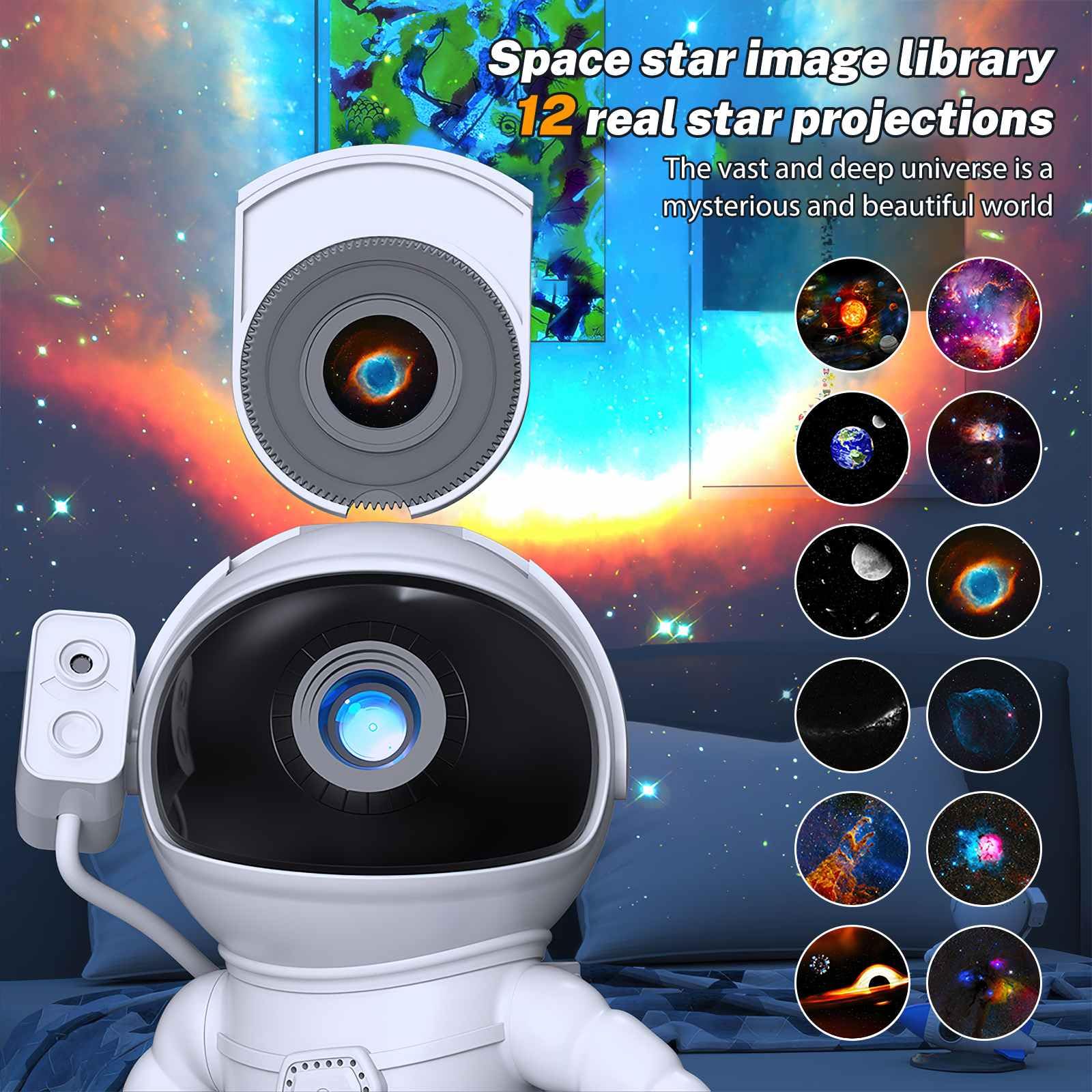 Astronaut Projektor, Sternenhimmel, mit Nachtlicht, Planetarium Projektor, Galaxy Nova Projektor, Astronaut Projektor für Kinder und Erwachsene (Rakete)