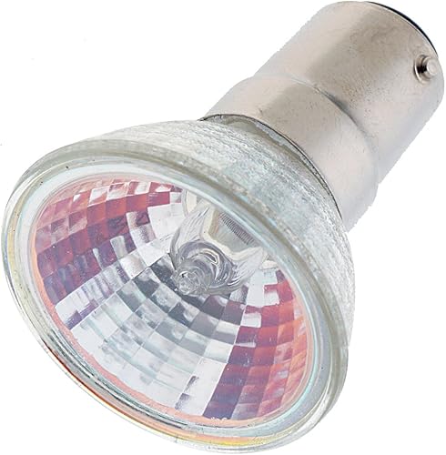 Satco S1954 - Base halógena MR11 de 20 vatios de bayoneta de CC de 12 voltios, patrón de haz SP transparente de 12 voltios, sin rayos ultravioleta