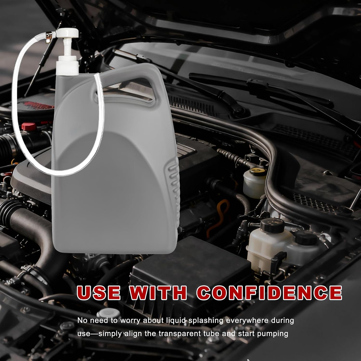 Sun Walker Fluid Pump for Quart Bottles, 4cc Per Stroke Manual Transmission Fluid Pump with Flexible Hose, Lower Unit Gear Oil Extractor Kit for Car Marine Boat, Car Accessories