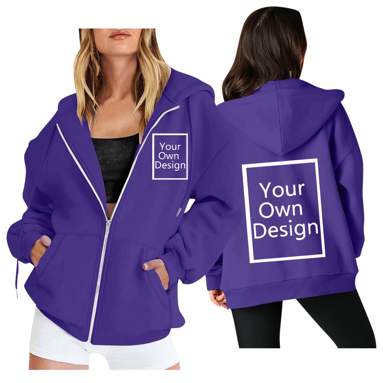 Custom Jackets Design Your Own Full Zipper Hooded Sweatshirt Custom Sweatshirt T Shirts Add Your Own Text or Picture