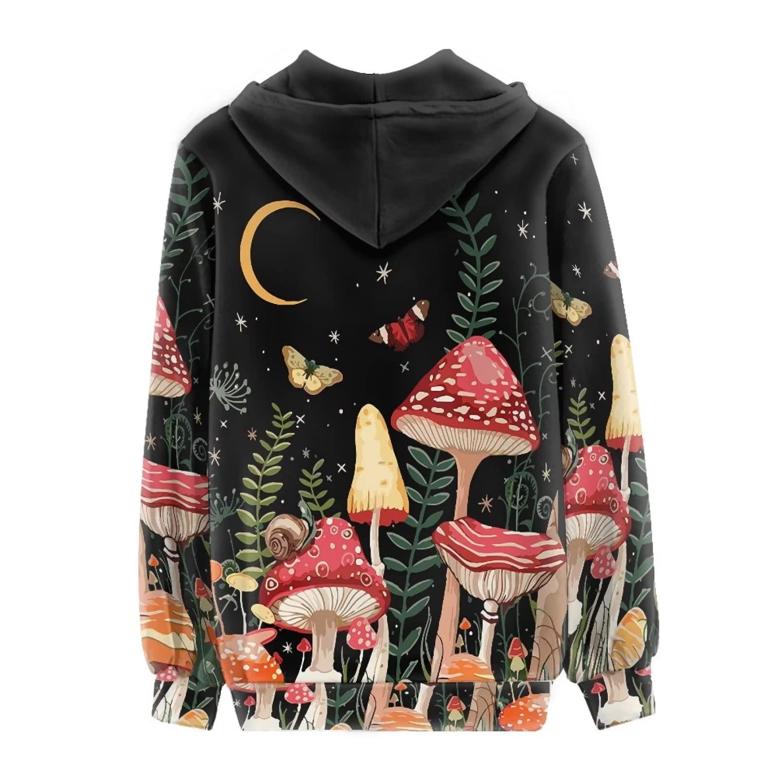 HUIACONG Damska bluza z kapturem zapinana na zamek błyskawiczny rozmiar XS-5XL nastolatki sweter, Ślimak motylkowy grzyb, 4XL