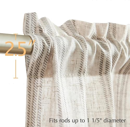 Miniatura 5 de Jinchan - Cenefa a rayas estilo casa de campo para ventana, cortinas texturizadas de lino para ventanas pequeñas, para cocina, sala de estar, RV,