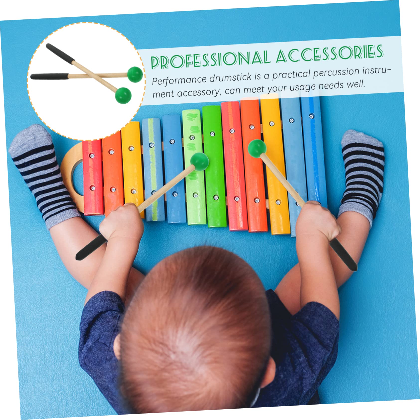 VICASKY 4pares Baquetas De Percusión Para Marimba y Lengüeta Mallets De Mango Para Xilófono y Práctica Musical