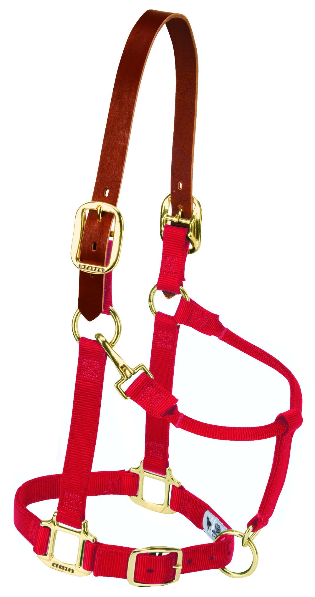 Weaver Equine Breakaway Horse Halter, Supple Leather Crown, Adjustable Brass Throat Snap Halters for Horses, Equine Tack
