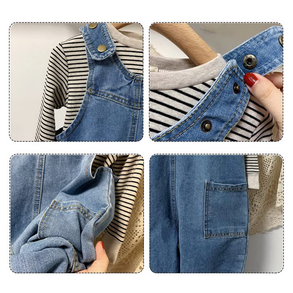 Salopette Jeans Bébé Fille Garçon 6 9 12 18 24 mois Réglable Denim Pantalon avec Bretelles Longue Denim Pantalons Combinaison 3 ans