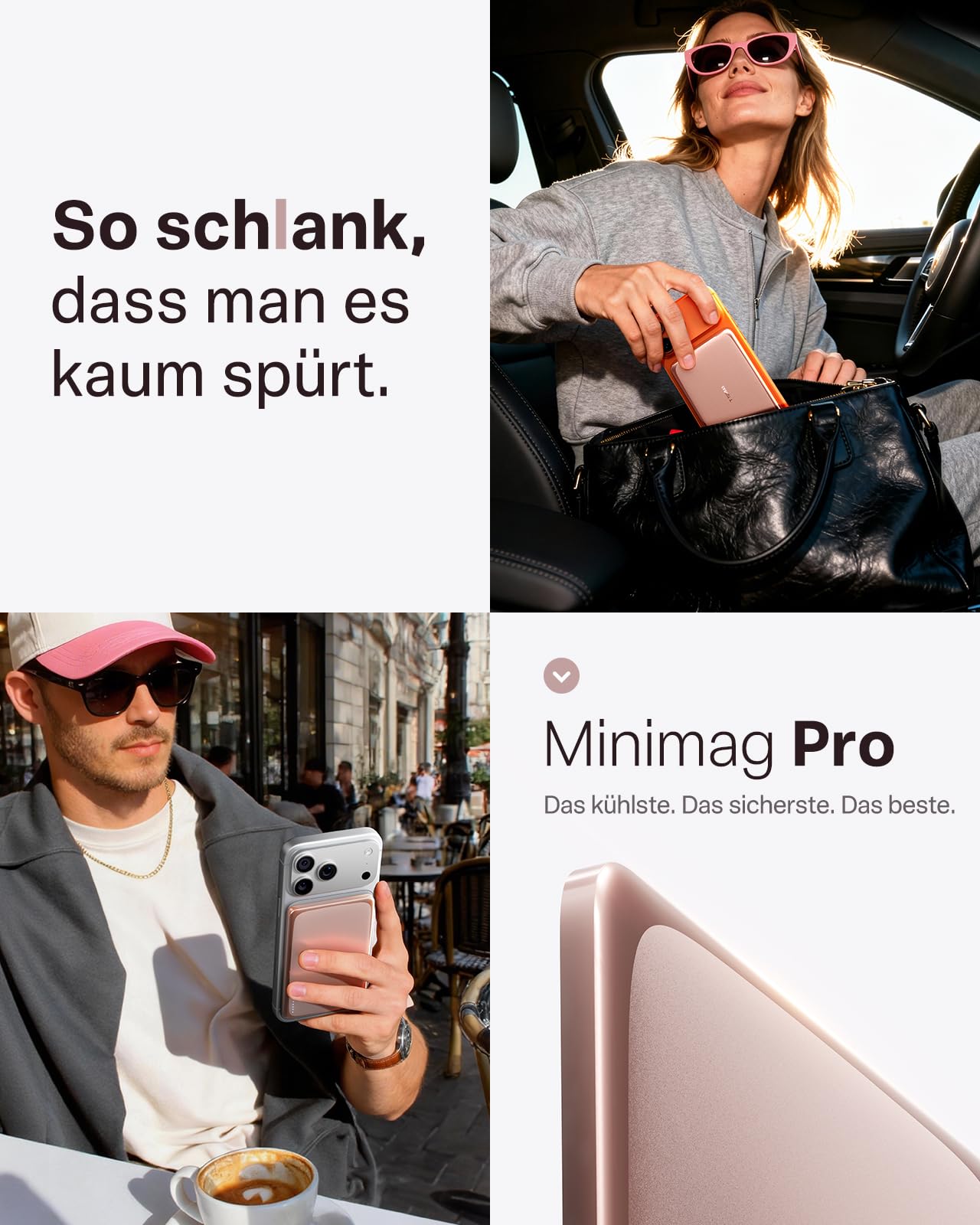 TORRAS MiniMag Pro Powerbank für MagSafe, 5000mAh Magnetische Akku, Rosa | Ultra Slim Semi-Solid-State 20W USB-C Schnellladen Magnetisch Externe Akkupack Portable Klein, für iPhone 17/16/15 & Reise