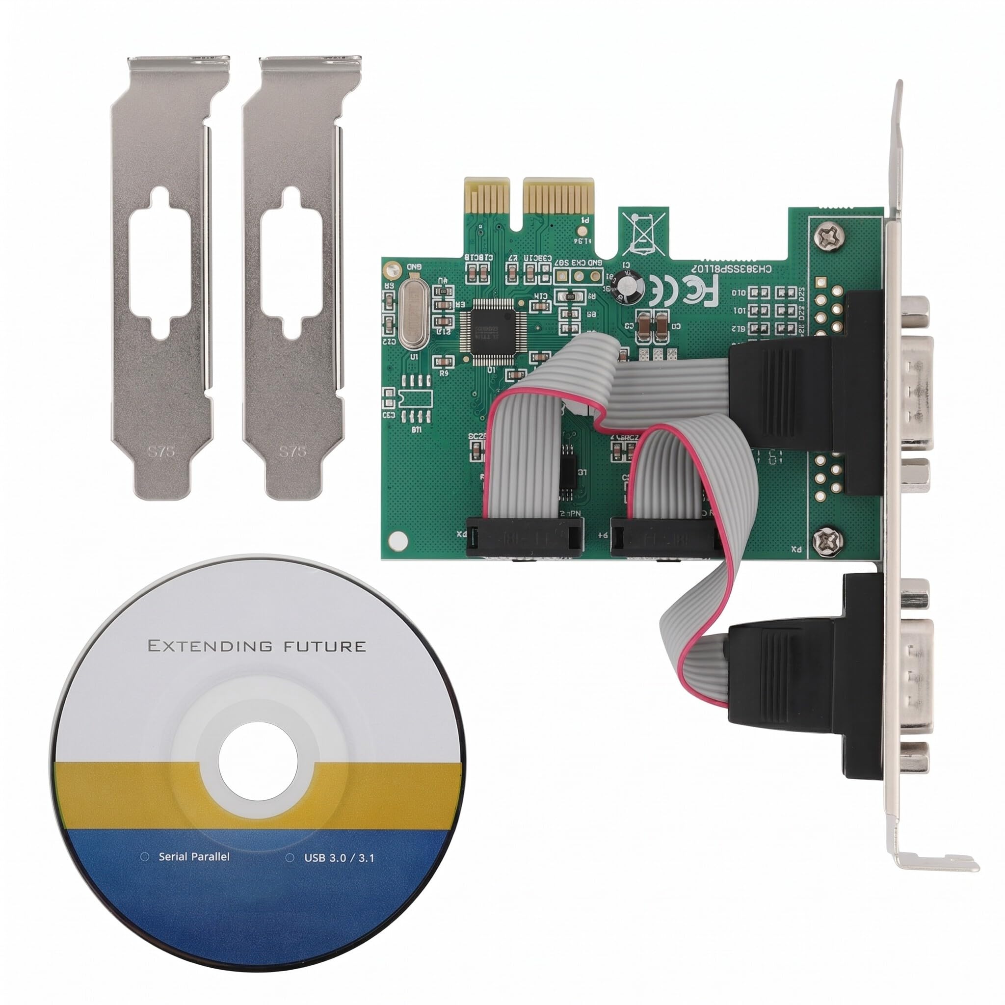 Carte PCI Express, 2 Ports RS-232 Port série COM vers PCI-E PCI Express Card Network Server Adapter for 98SE/ME/2000/XP/Vista 10 32, PCI-E PCI Express