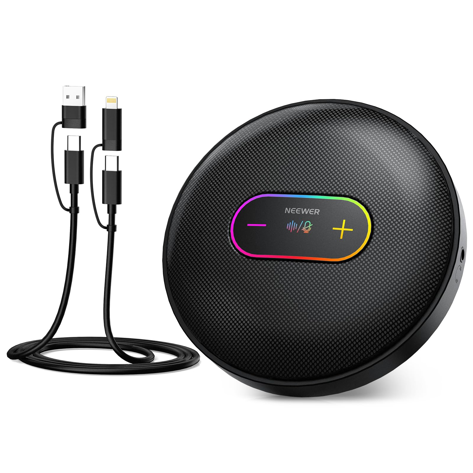 NEEWER UM04 USB Microphone, AI Cancelling Desktop Omnidirectional Condenser Mic with 48KHz/24Bit & Mute for Online Meeting Recording Skype Teaching on Windows Computer Laptop PC Mac Phone