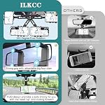 ILKCC Rearview Mirror Phone Holder for Car, 360° Rotating and Retractable Multifunctional Rear View Phone Mount, Upgraded Four Corners Fixed Anti-Shake Fit All Smartphones & Bigger Vehicle