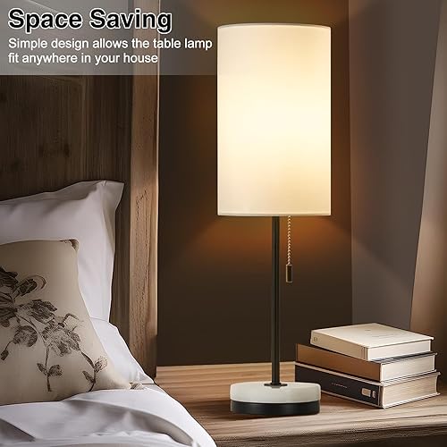 Miniatura 3 de Luvkczc Juego de 2 lámparas de mesa minimalistas de 18 pulgadas, lámpara de mesita de noche para dormitorio, sala de estar, lámpara de noche moderna