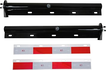 Black Straight Spring Loaded Mud Flap Hanger,Round Tube Style,1-1/8" Bolt Spacing,30" Length.with 7 inch Enhanced Spring Inside.with 2pcs Reflective Plate