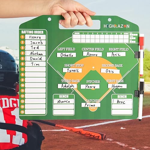 Miniatura 5 de Magnetic Baseball Coach Clipboard, Dry Erase Coach Lineup Board, Premium Tactical Baseball Coaching Board with 40 Lineup Cards and Marker, Dugout