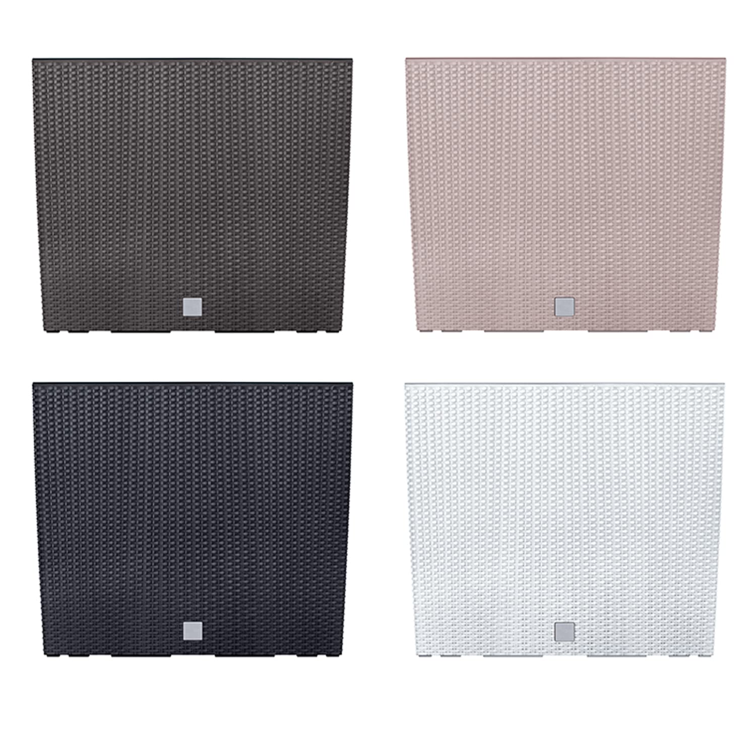 Conjunto de 3 macetas para flores, rectangular, Rato, casas decorativas de plástico, 18 x 58 x 49,8 cm, para interior, negro, volumen 44 litros, diseño moderno