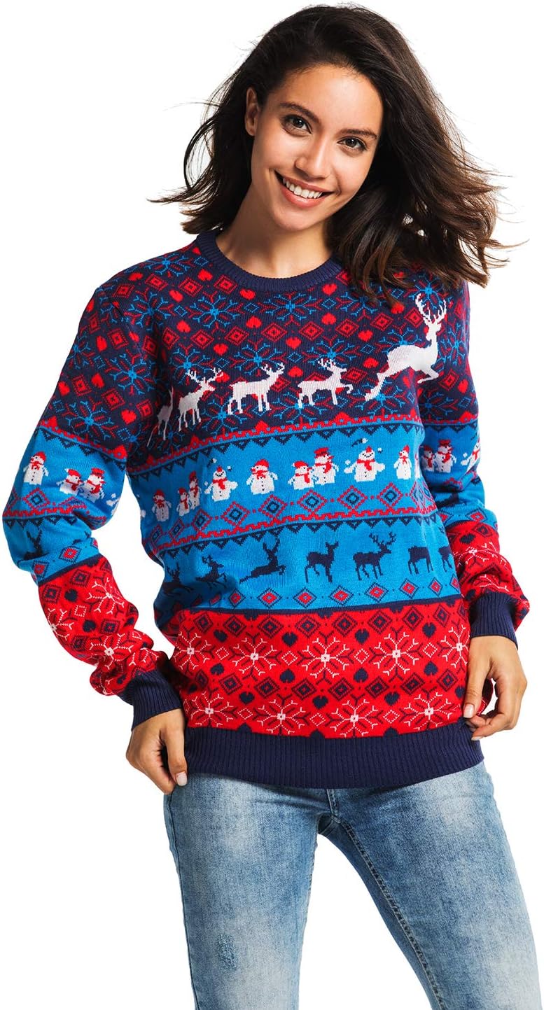 Ugly Christmas Sweater for Men, Reindeer Unisex Women Xmas Fairisle Classic Pullover for Party Festive Party - Image 3