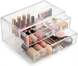 Organizador de maquillaje acrílico con 2 cajo...