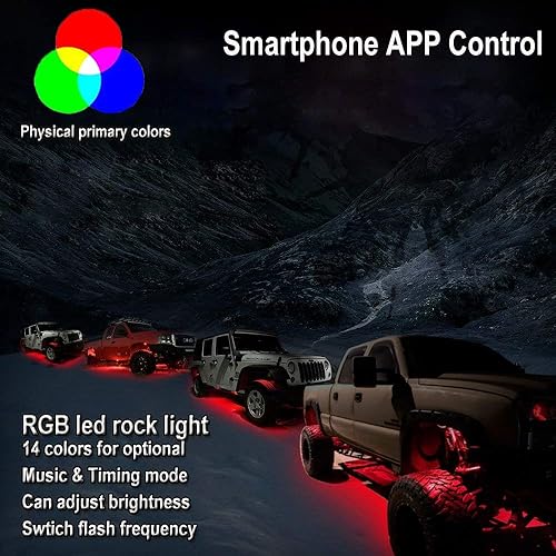 Miniatura 7 de Kit de luces LED RGB de roca, luces de trabajo LED con Bluetooth LED interior, luces interiores LED de roca, 15 colores de bricolaje, música