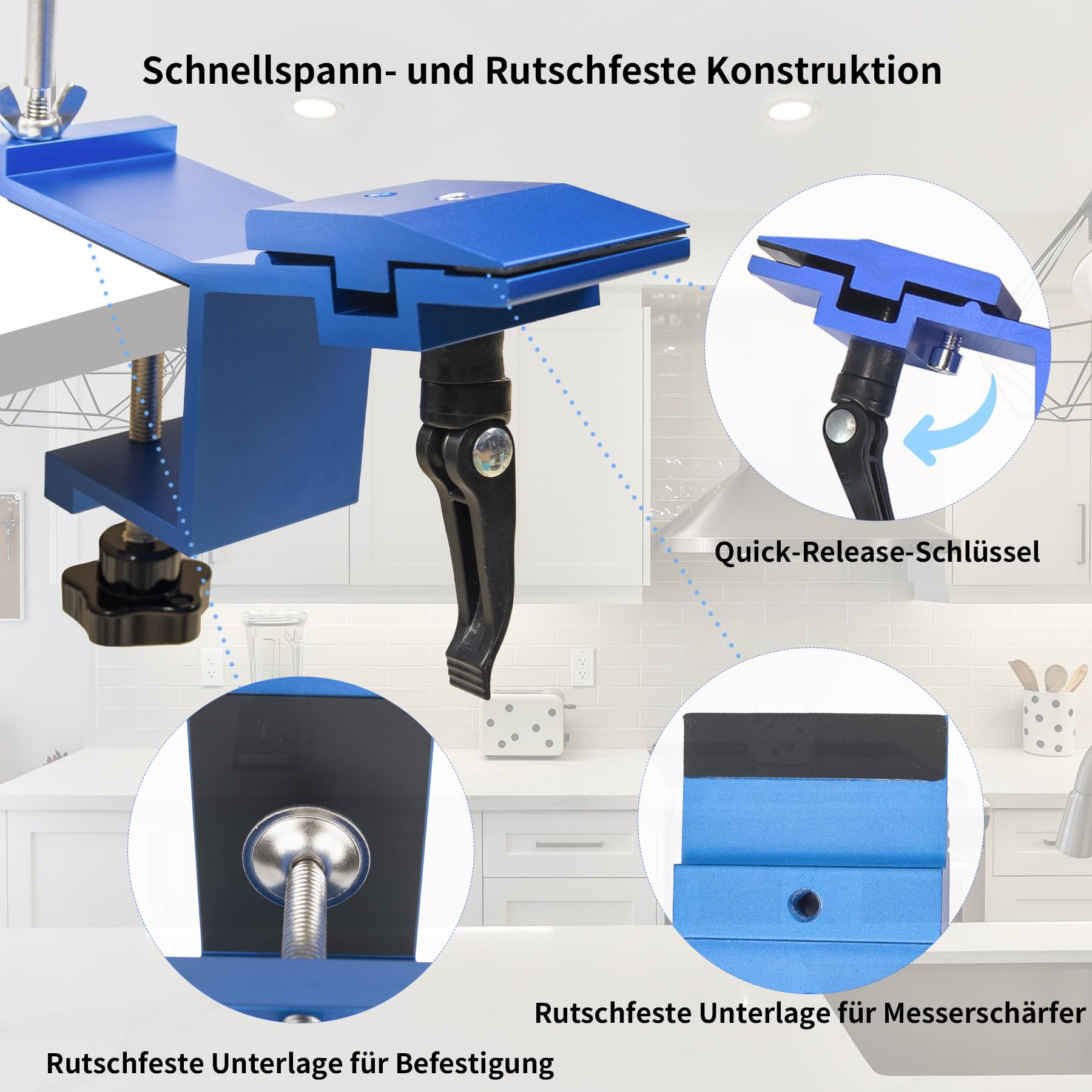 CWOVRS Messerschärfer Profi, Professioneller Messerschärfer mit Schnellspann-Design, Festwinkel Messerschärfsystem Kit Schleifmittel-Haltesystem für Feinschleif-Polierwerkzeug, 9+1