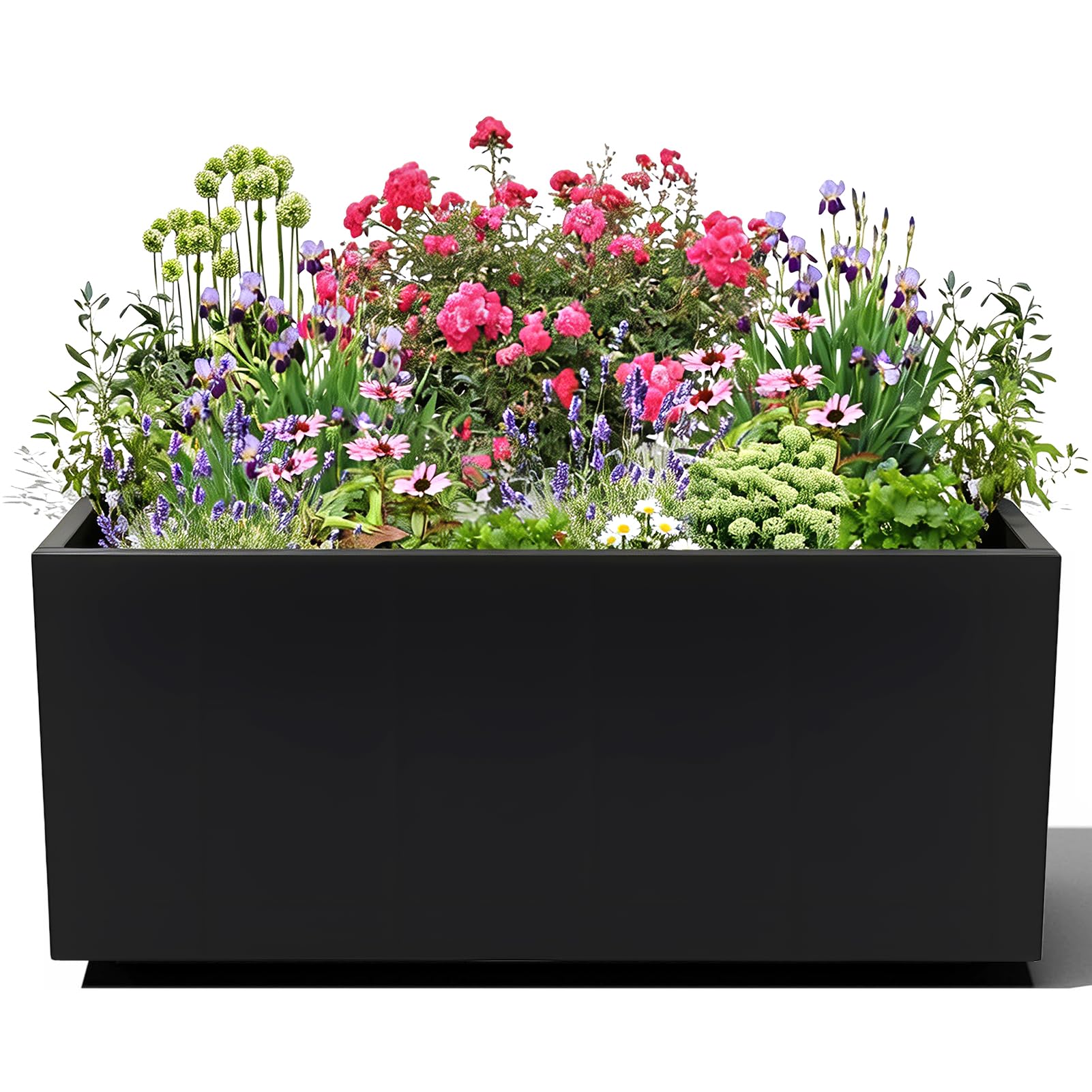 Grandes jardinières rectangulaires en métal avec drainage pour grand parterre