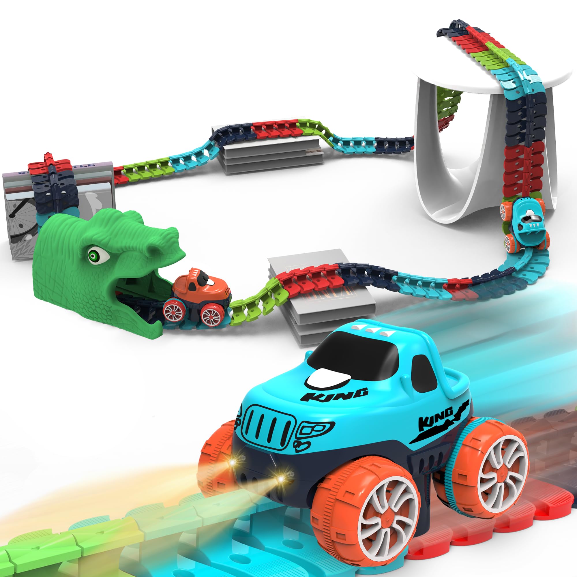 veook Race Track Toy with LED Light-Up Car