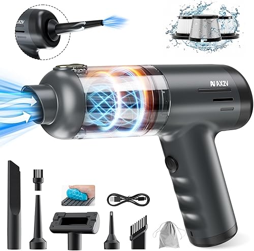 Miniatura 1 de Aspiradora de coche 2 en 1 y plumero de aire, 80 W16 kpa12 KRPM30 minutos, limpiador de polvo de alta potencia, aspiradora portátil inalámbrica