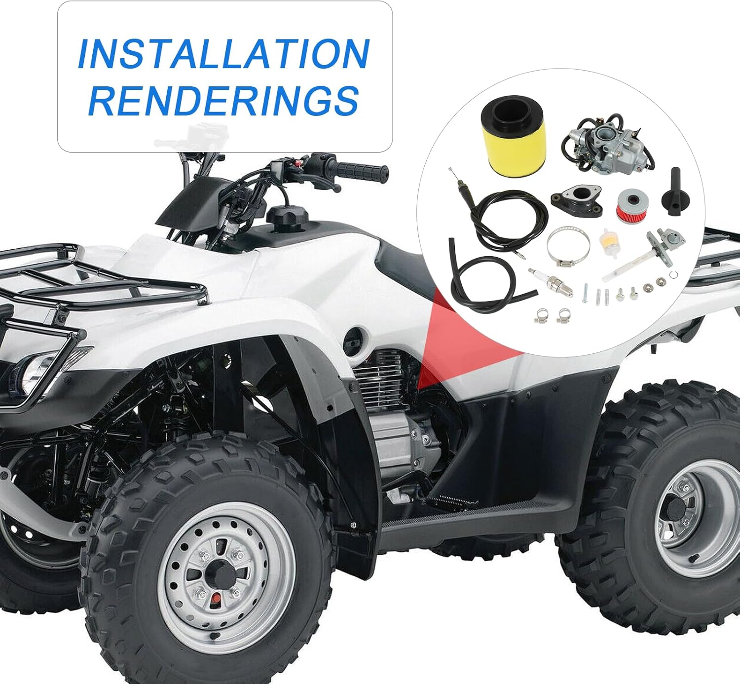 Carburetor Replacement For Honda TRX250 Recon 1997-2001 TRX250TE TRX250TM 2002-2007, Include Oil Filter, Air Filter, Fuel Valve Petcock, Throttle Cable