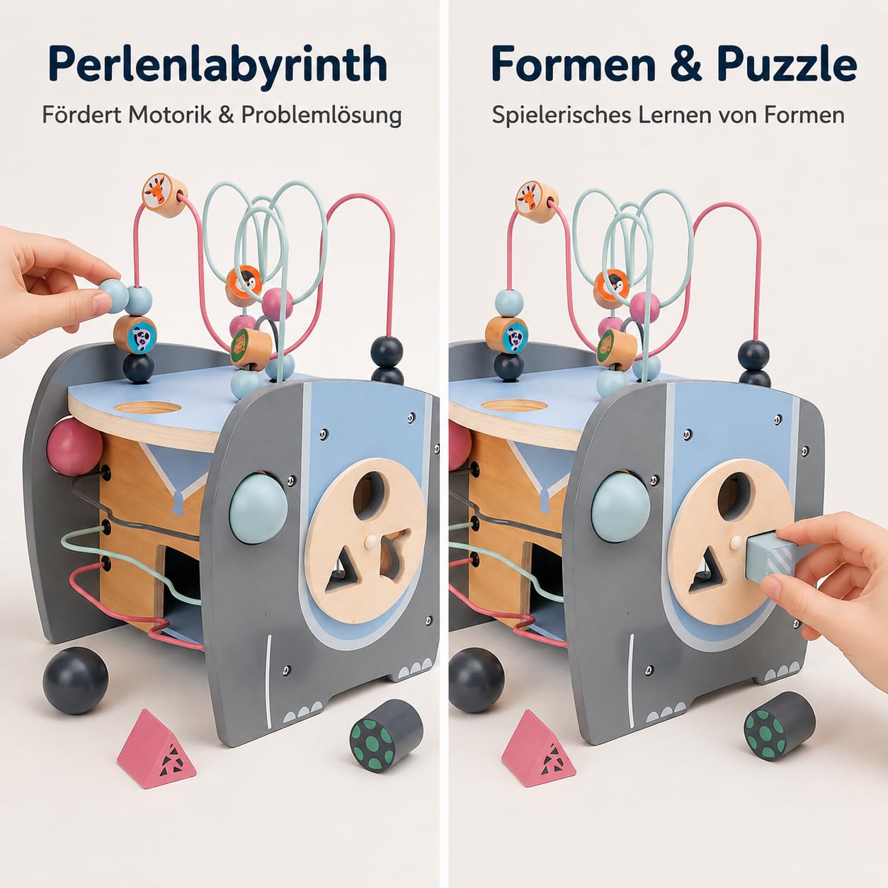 Regalo bebé 1 año Cubo de Actividad, jugue de Madera 26cm, sensorial y Educativo para niños 1-3 años, motricidad Fina