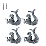 ZILucky Mermaid Drawer knobs Nautical Beach Ocean Theme Home Decor Drawer Pulls Handles for Dresser Cupboard Wardrobe Cabinet Kitchen Knobs Pack of 4 (Pewter)