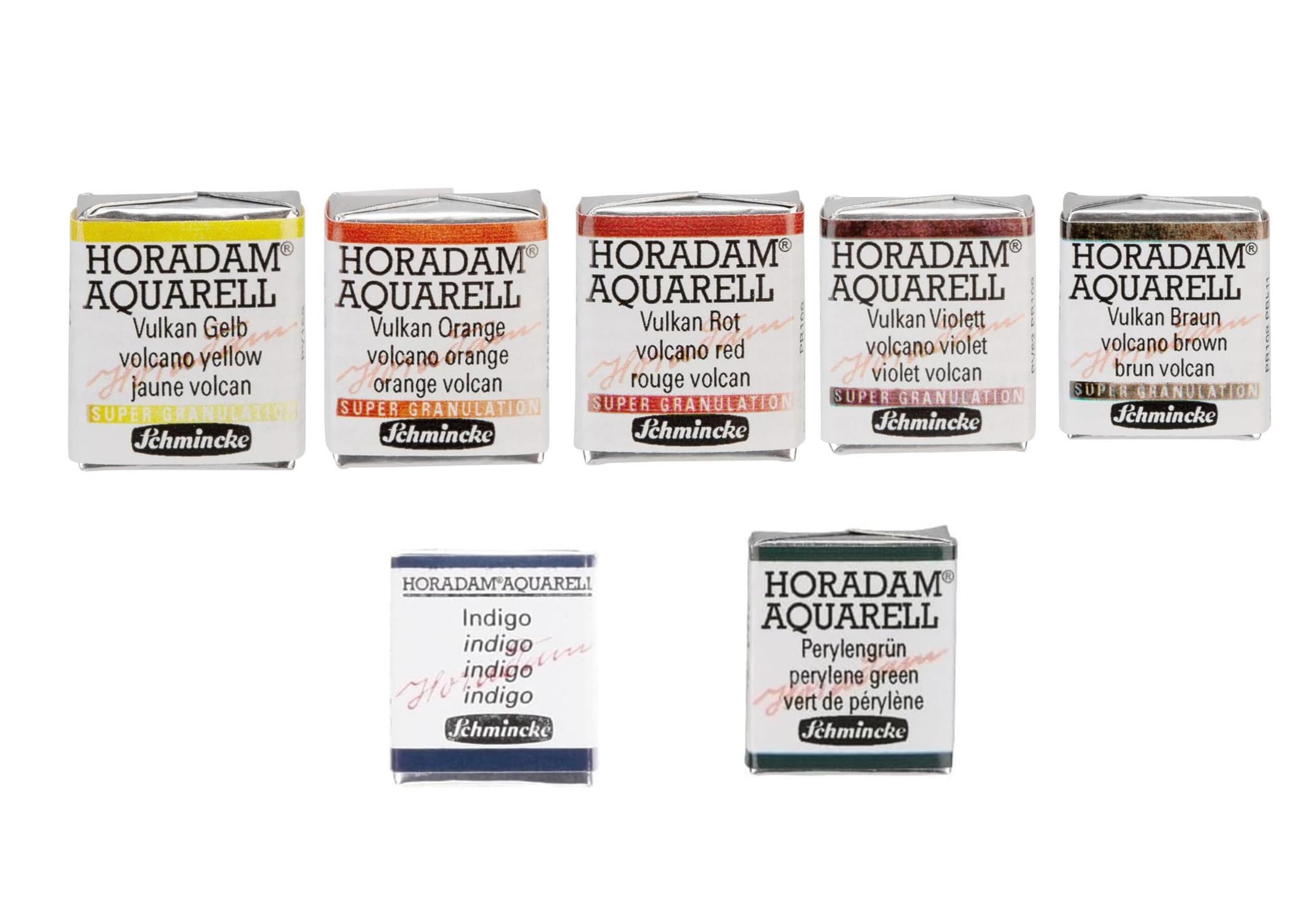 Schmincke Horodam Super Granulation aquarelles Extra-Fines 5 x 1/2 Godets + 2 x 1/2 Extra-Fines