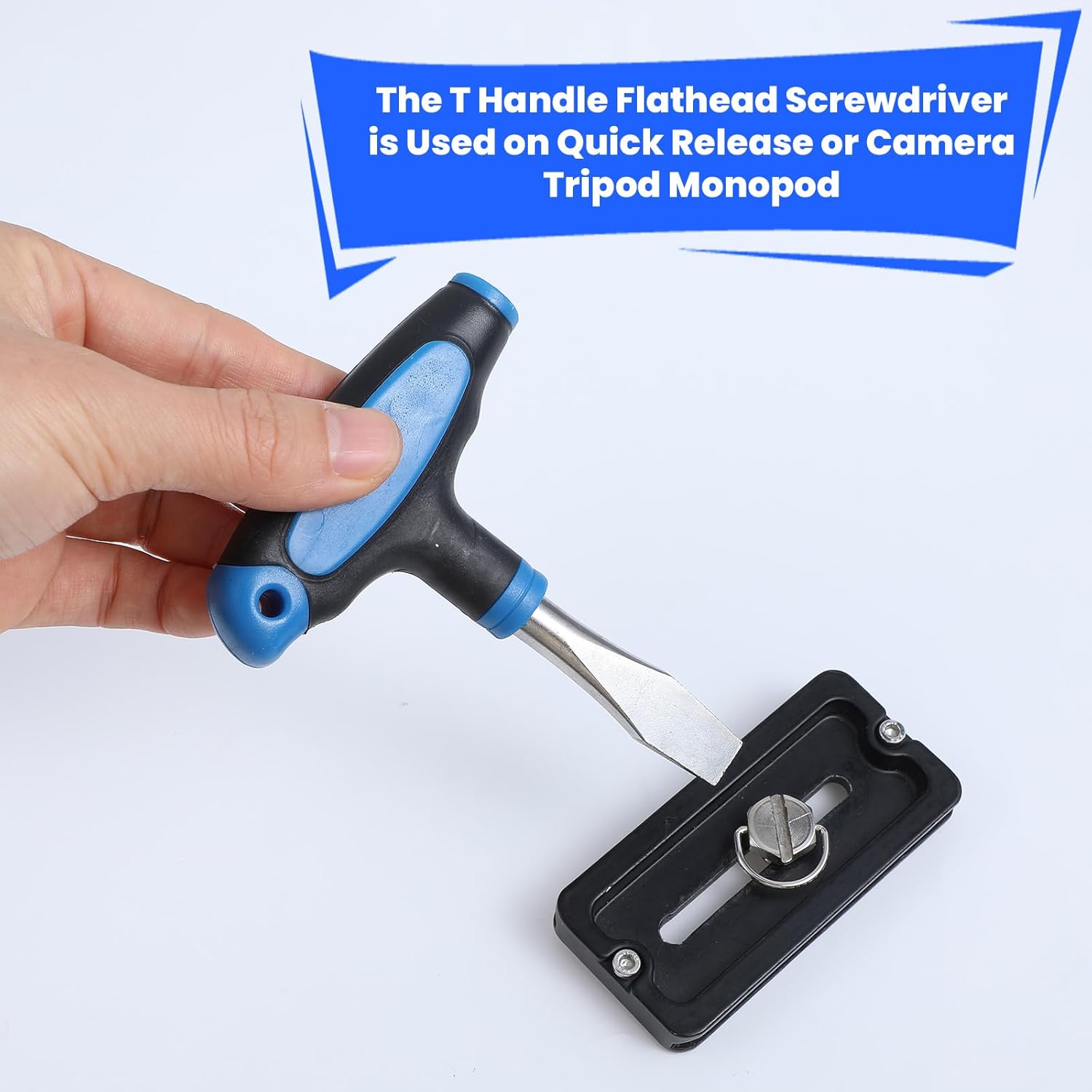 T-Type Flat Head Screwdriver, T Handle Screw Driver Set Kit Short Flathead Screwdrivers Small Screw Drivers Assembly Tools for Slotted Screw Used on Quick Release Plate or Camera Tripod Monopod (10mm)