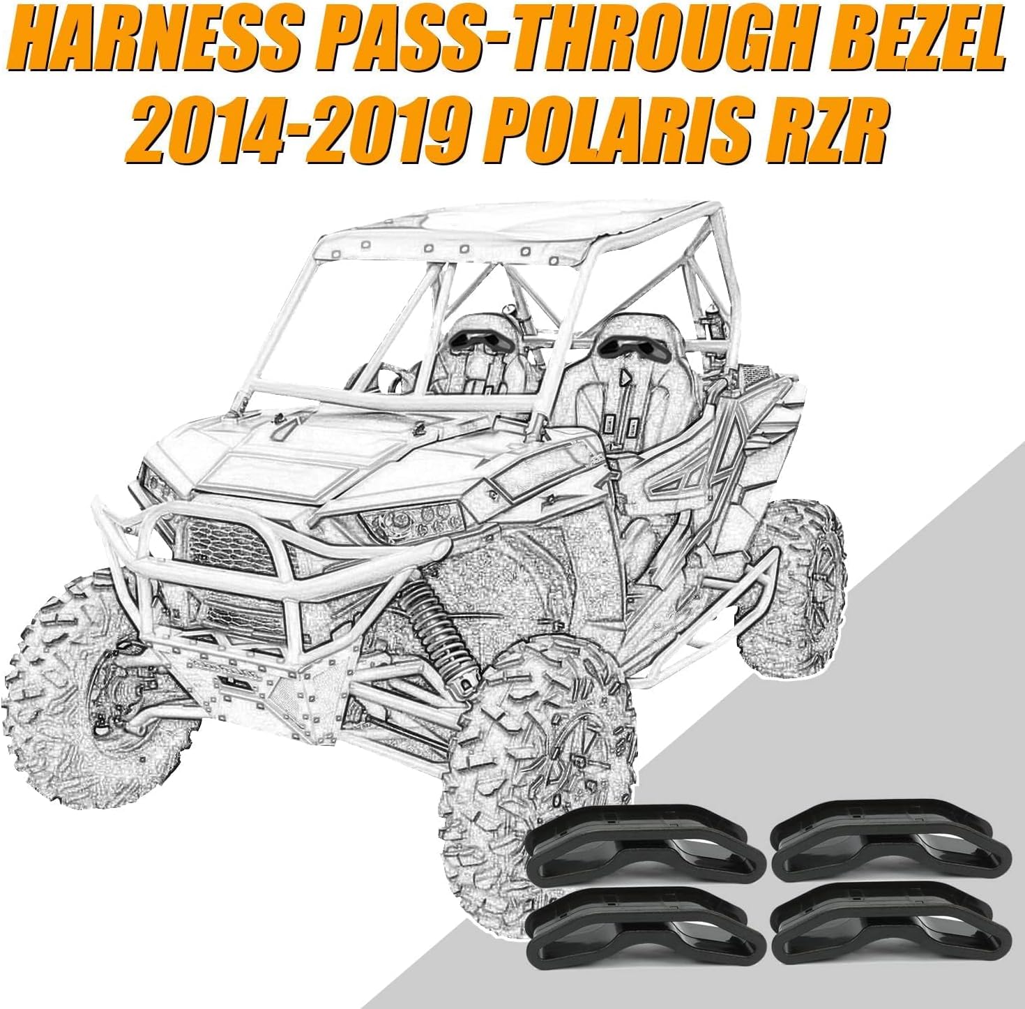 ECOTRIC Seat Belt Harness Pass Through Bezel Insert Compatible with 2014-2023 Polaris RZR XP 1000 Turbo RZR 1000 S 900/S/XC General UTV (4 PCs)