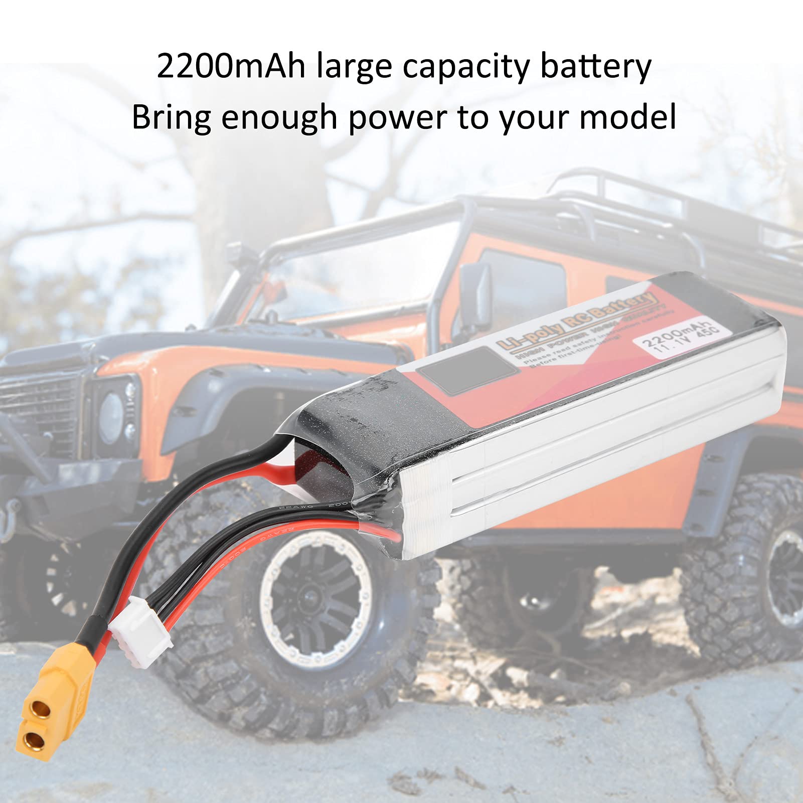 Drfeify Batteria LiPo RC, Alta capacità 2200 mAh, 3S 11,1V, Elevata velocità di Discharge 45C, Spina XT60, Usabile per Quadricotteri, Modelli RC, Elettronica da Hobby